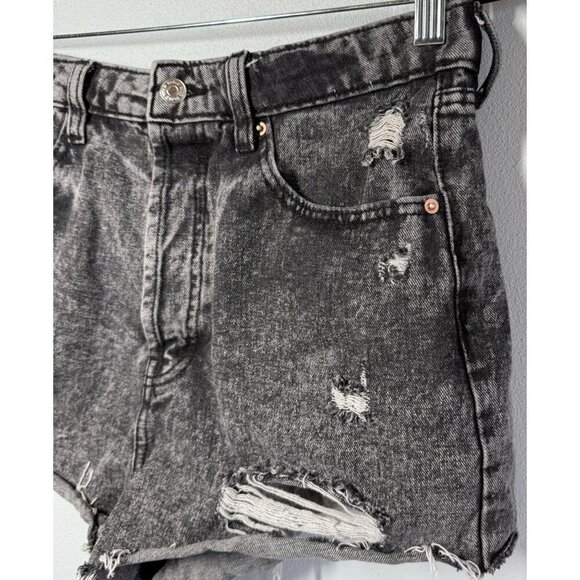Wild Fable Womens Black Acid Wash Highest Rise Cut Off Shorts Button Fly Size 10 - Picture 4 of 9